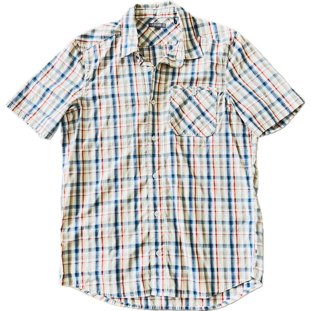 Toad&Co Men's Airscape Short Sleeve Shirt Small Plaid Button Pocket Organic